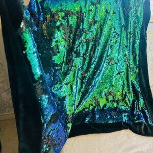 Mermaid- Sequin Green/Blue Luxe Blanket w/Micromink Black  *SOLD OUT* Everywhere